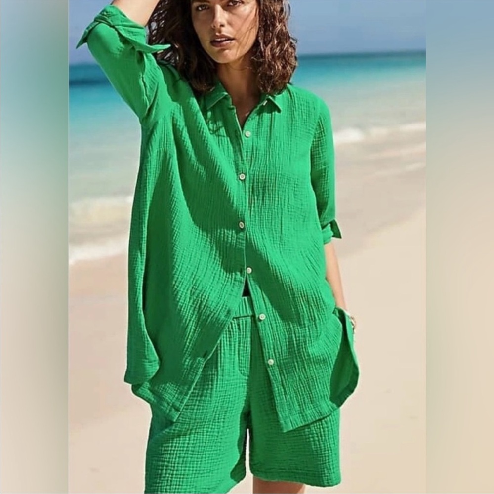 J. Jill Textures Button-Up Long Sleeve Shirt